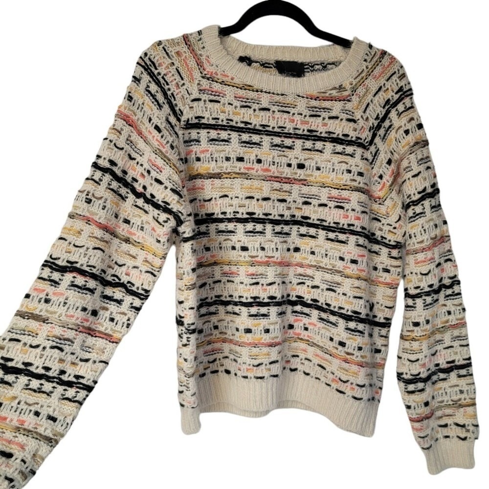 Lumiere‎ Pullover Knit Sweater Medium Cream Black Pink